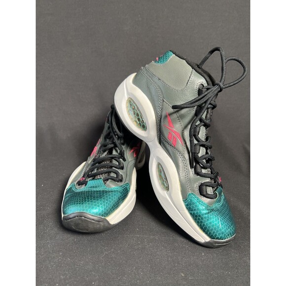 Reebok Question Mid Leather Iverson Gray/Teal/Pink Basketball M41519 Size 7 main image 9